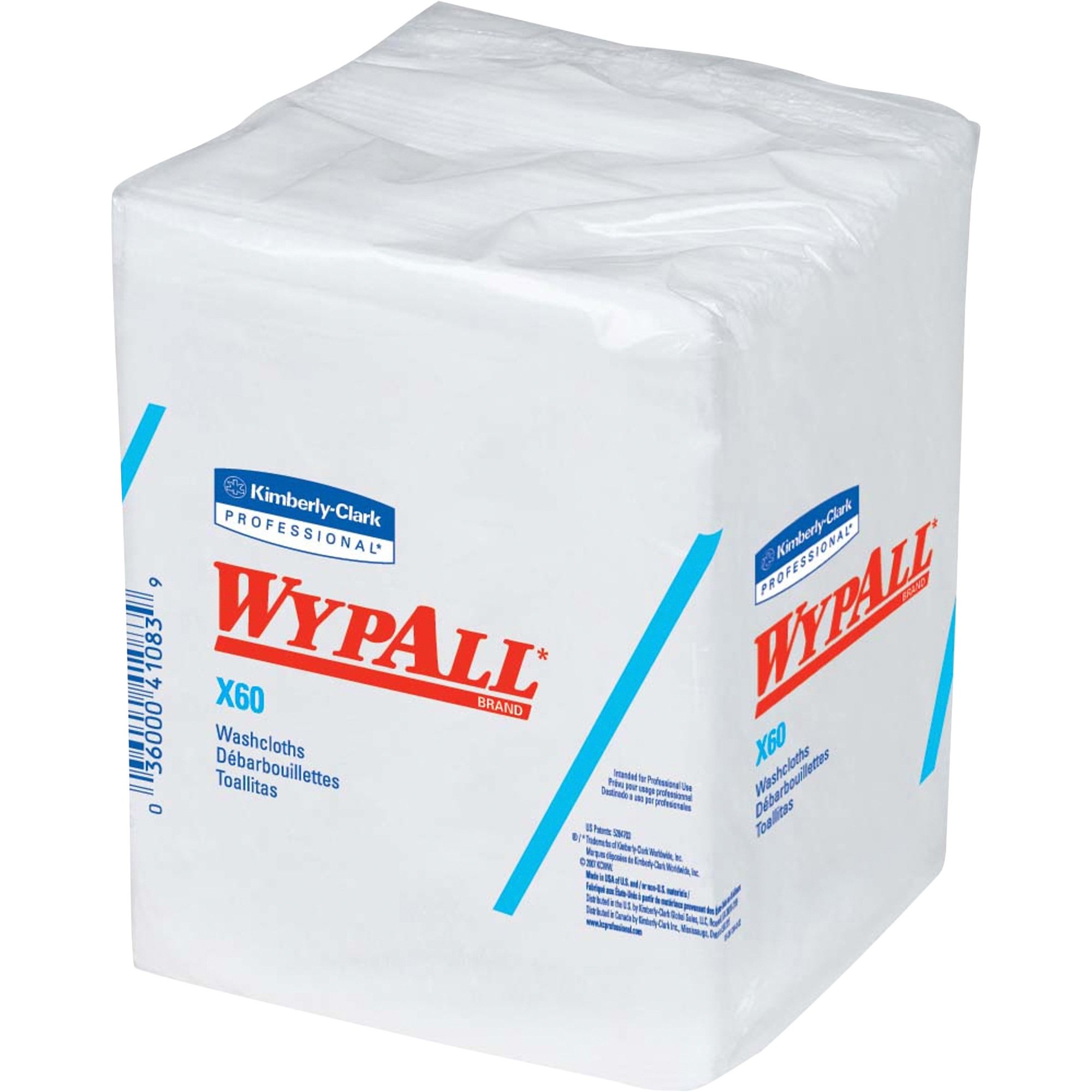 Kimberly-Clark WipAll X60 Wash Cloths — (8) Packs of 70 Cloths Each, White, Model# 41083